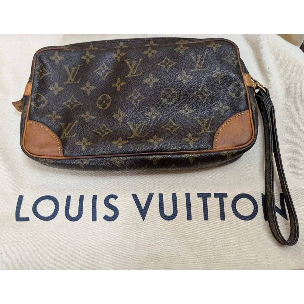 Louis Vuitton Marly Dragonne Pouch Clutch UNISEX GM Monogram Vintage 1990 COA